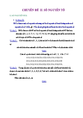 Toán 8 - Chuyên đề II Số nguyên tố